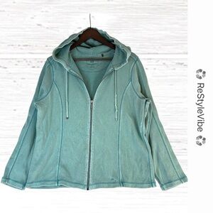 TOMMY BAHAMA Women’s Size XL jacket Hoodie Sweatshirt Full Zipper Aqua Knit